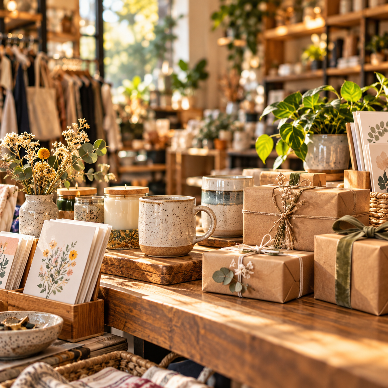 A gift shop filled with gifts, ceramics, and local finds